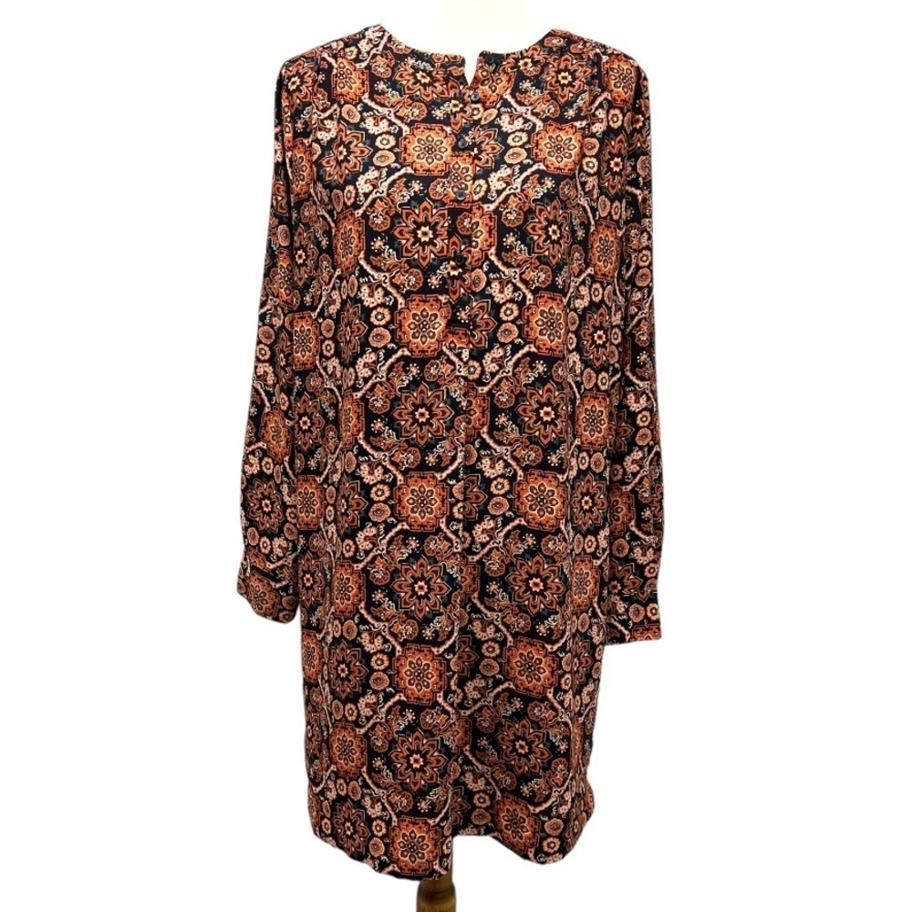 Loft Outlet Floral Long Tab Sleeve Shift Dress Womens Medium - Picture 1 of 12